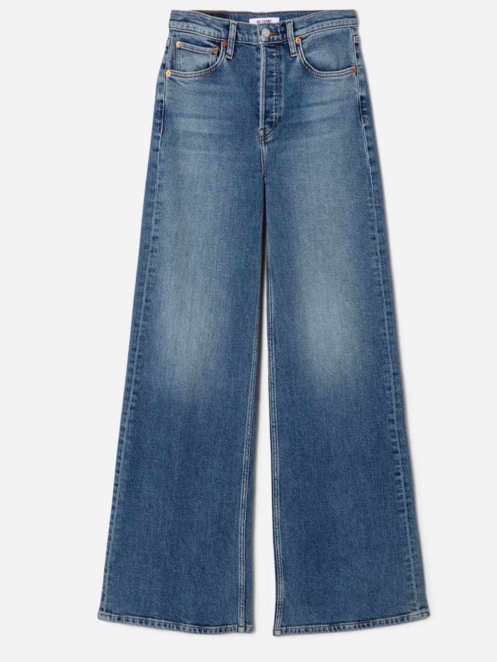RE/DONE High Rise Wide Leg Jeans Mid 70s Shadow Stretch Denim Size 28